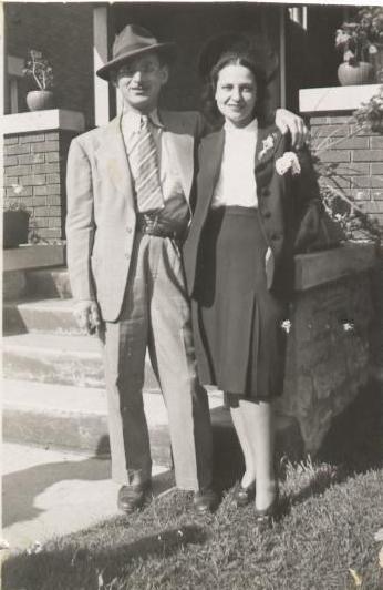 Harry and Anne Levene in front of their Kitchener home, 250 Simeon Street.