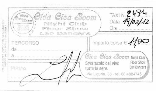 A black and white photo copy of the receipt in question. The original print was a bold red. 