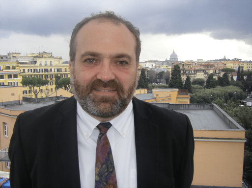 The camera's view of my recorded tv report on the rooftop of the CNN bureau in Rome. The Vatican DOMO is over my left shoulder.