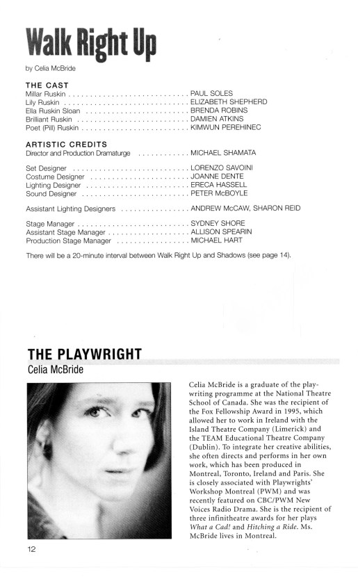 Page 12 of the Studio Theatre program 2002